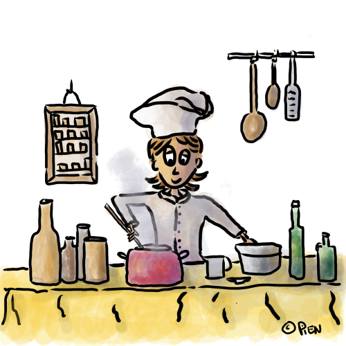 Alice als kok mise en place